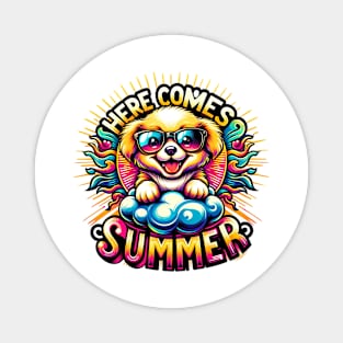 "Sunny Pup Delight: Summer Joy Unleashed" Magnet